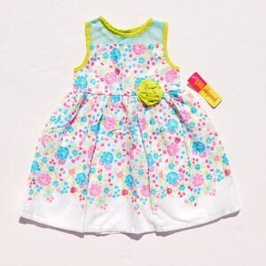 Penelope Mack Floral Clip Dot Spring A-line Dress size 2T White Pink Sleeveless